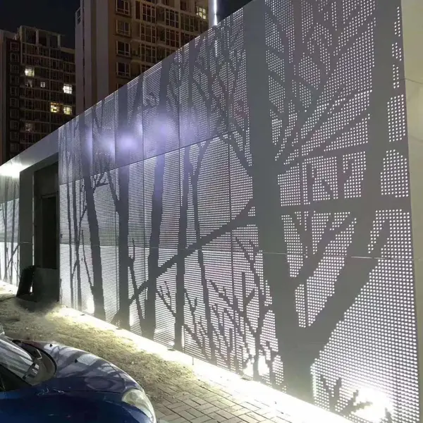 海贝 工厂围挡艺术穿孔金属板 社区围栏冲孔铝板 定制孔型排列