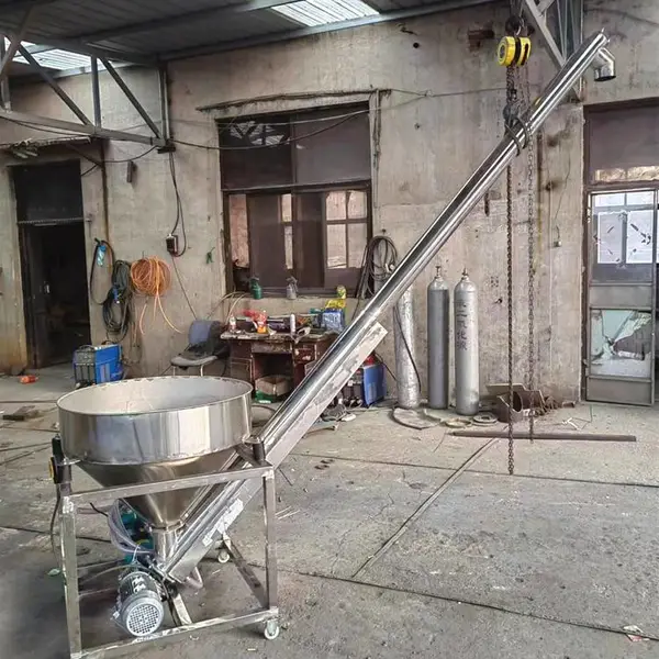 尿素不锈钢螺旋提升机 倾斜式蛟龙上料机 颗粒加料机