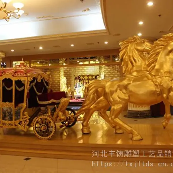 仿真 工艺品 景观青铜马拉车 铜雕洛阳马车 铸铜英皇车马