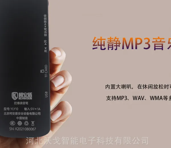 防爆录音笔 存储容量本机内存8GB 件快速查询具有密码保护功能
