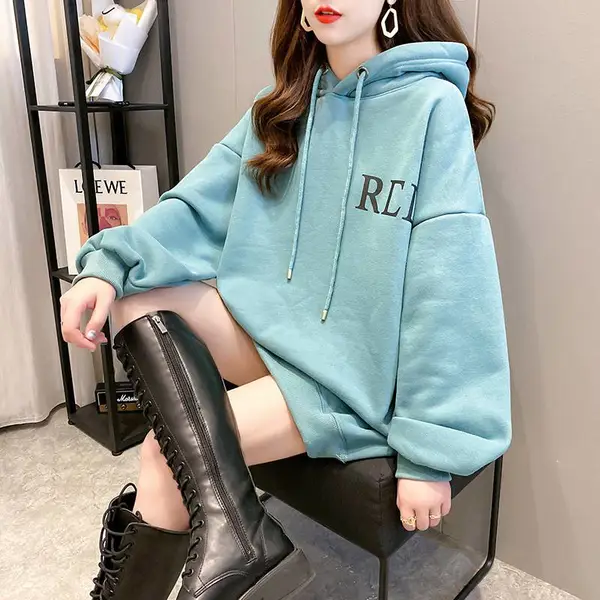 广州女式卫衣 秋冬品牌女装 加厚的连帽学生 东莞百搭款卫衣