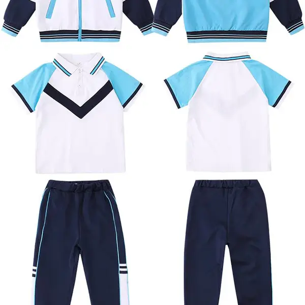 定做夏季小学生校服套装***不掉色可来图来样定制中小学生校服