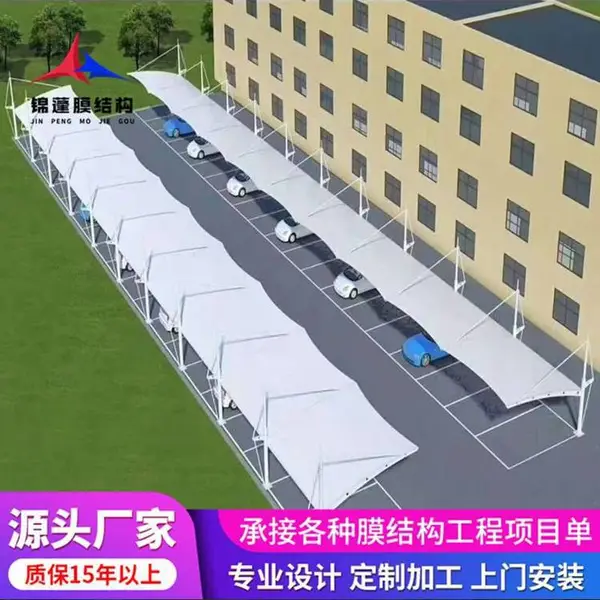 施工工厂员工充电电动车棚 院内遮雨棚 花架梁膜结构加工