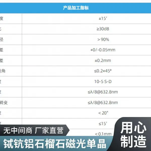 TGG高性能替代材料TSAG磁光单晶 铽钪铝石榴石元件 高功率隔离器配套