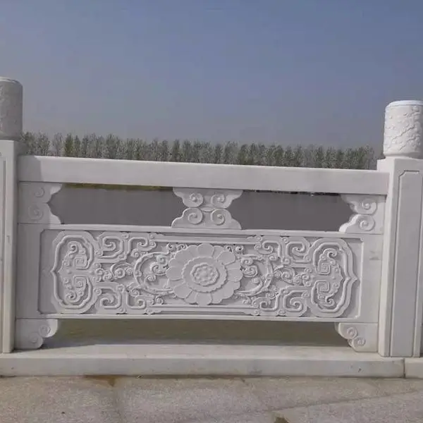 石雕栏板雕刻/汉白玉石材护栏/河道石护栏/桥面栏杆