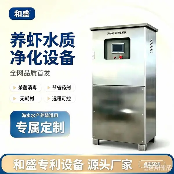 智慧海水养虾补水净水设备 电解杀菌灭藻斑节虾黑虎虾等海水虾设备