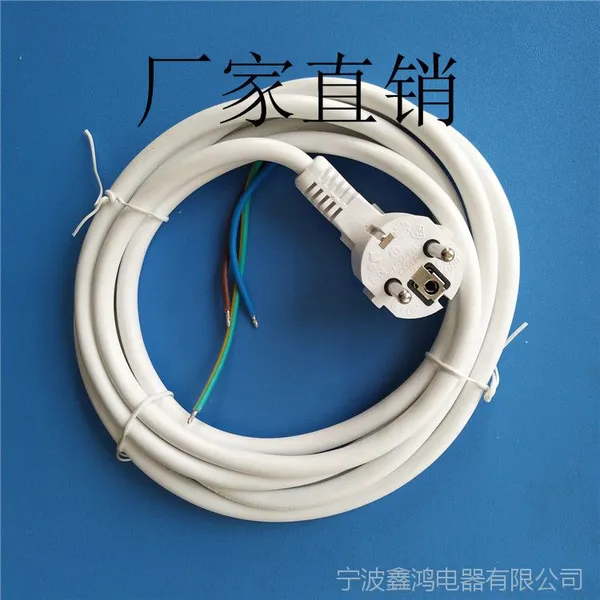 鑫鸿供应欧式电源线 欧标两芯圆插锡尾电源插头线 欧规插头电源线