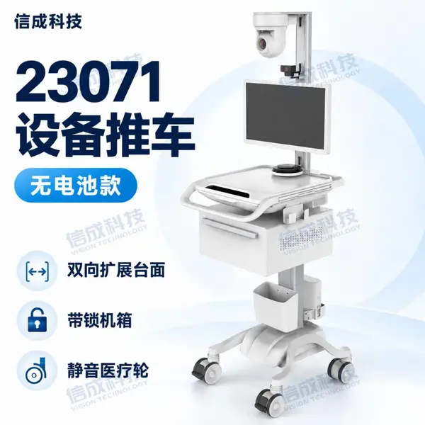 信成科技23071医疗设备推车 无电池移动工作站 带锁机箱双向扩展台面 支持定制