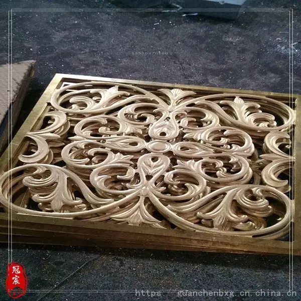 中式雕刻纯铜花格 铜板精雕植物系列镂空屏风