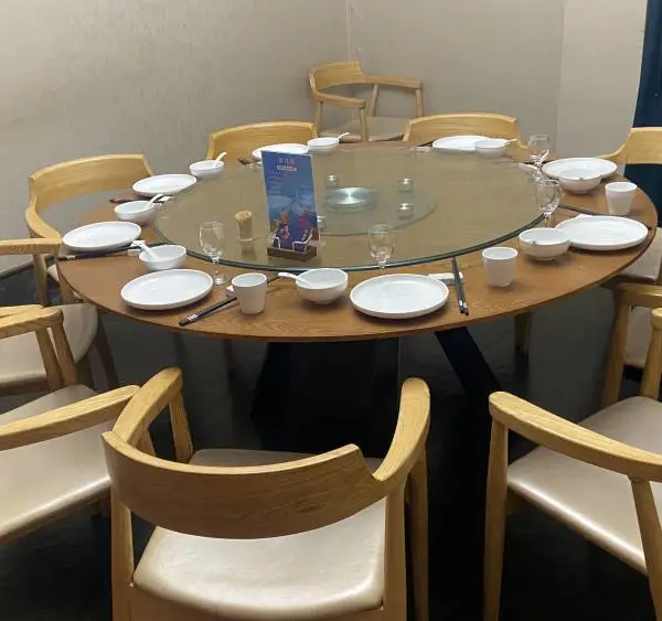 新中式酒店包厢多人大圆桌 宴会厅豪华电动餐桌