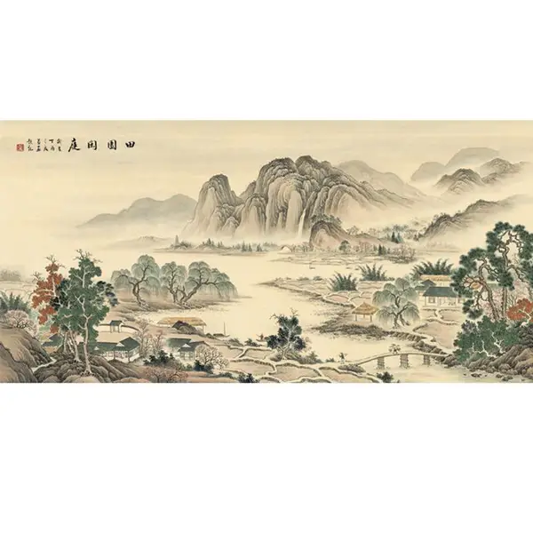厂家定制薄板装饰画形象墙 山水图案背景墙 罗马柱室外工程陶瓷壁画