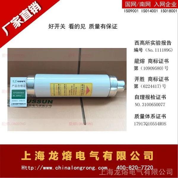 上海龙熔电气- 油浸式变压器保护用高压限流熔断器