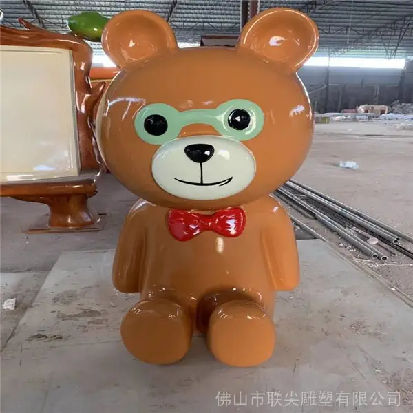 银川玻璃钢雕塑 泰迪熊玻璃钢雕塑 店门口招牌迎宾卡通熊雕塑 定制厂家 联尖雕塑