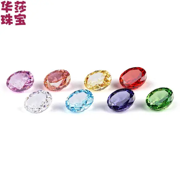 现货批发***彩色椭圆形锆石配件 冰花切锆石/高碳钻DIY饰品配件