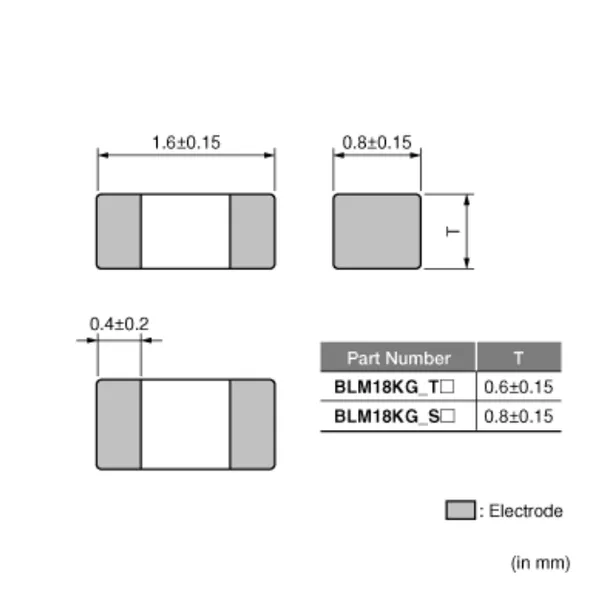 村田贴片磁珠BLM18KG601SN1D 0603 600Ω