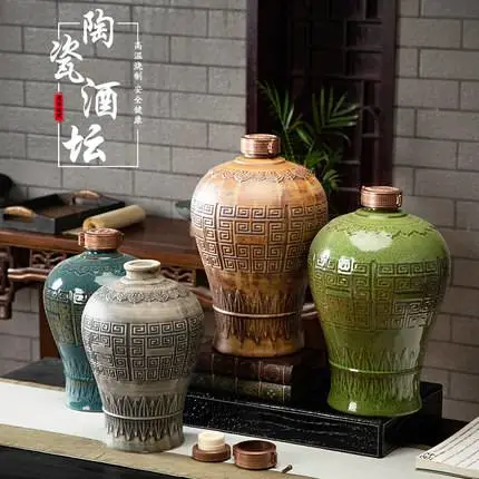 厂家批发景德镇陶瓷清明上河图酒瓶酒罐 1斤3斤5斤10斤装价格