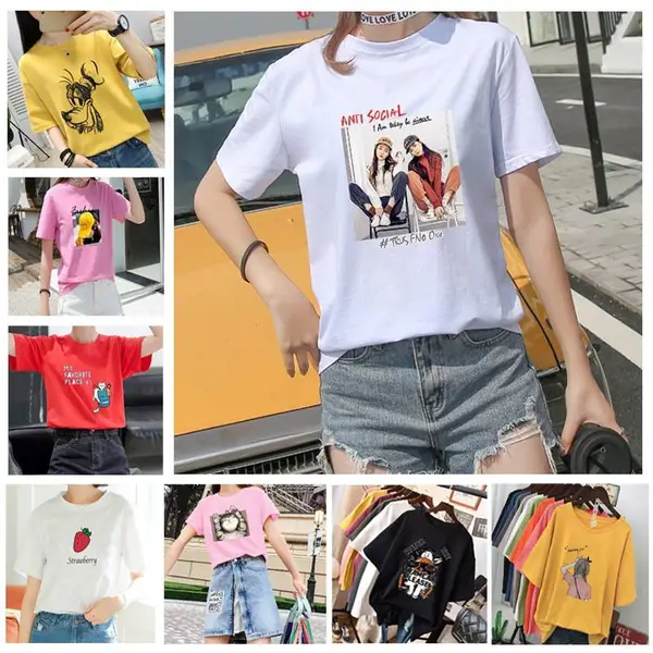 纯棉白色半袖体恤上衣服装厂家直接拿货网站福建南平地摊批发衣服2元一件