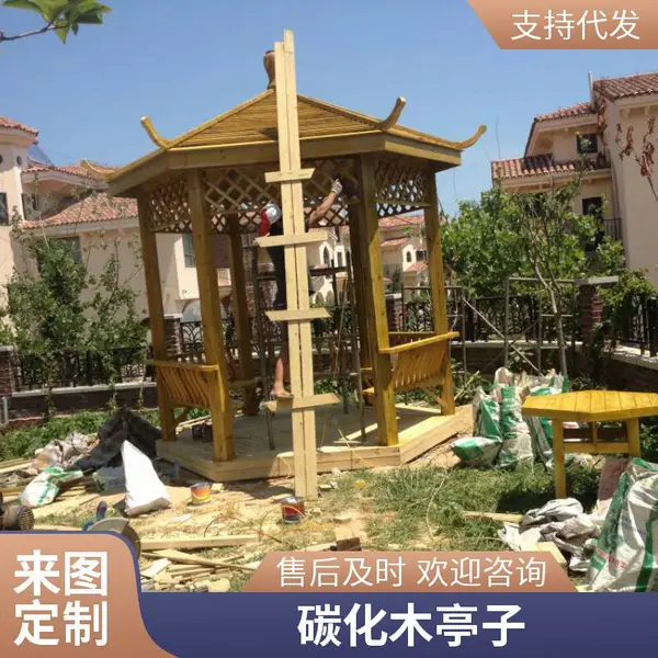 防腐木古建凉亭 园林景观亭 传统木结构单体建筑 四角五角八角