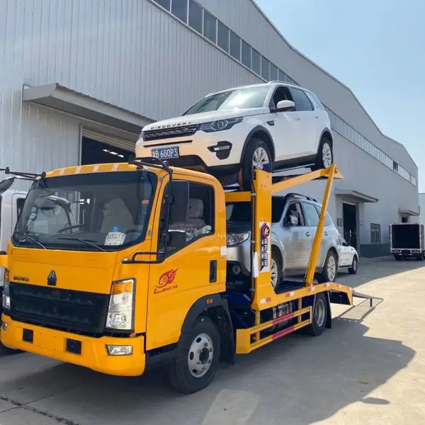 供应重汽豪沃国六潍柴130马力二位板轿运车