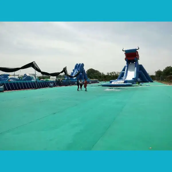 哈尔滨7000平方场地充气水滑梯充气泳池全套打包活动用过
