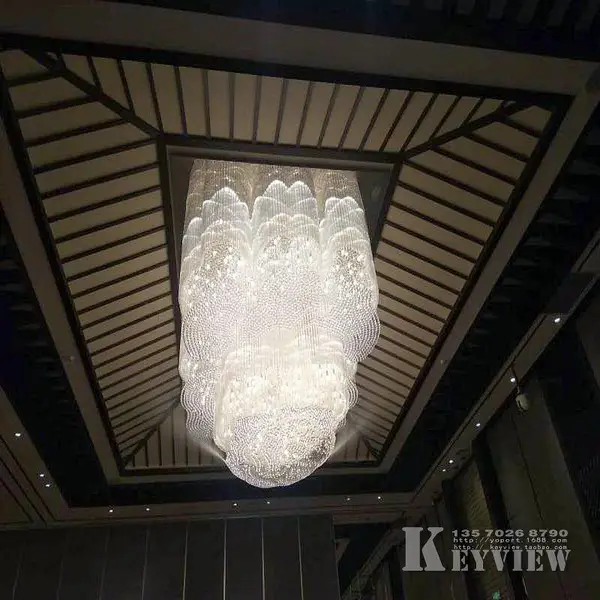 中山古镇灯饰工程防护网 水晶灯尼龙拦网 玻璃棒防坠网