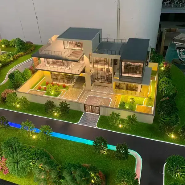 全套配套景观沙盘自建别墅花草灯光一体定做