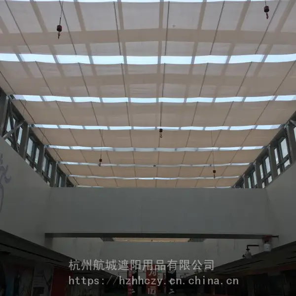 供应订做阳光房遮阳帘 双轨折叠式天棚帘 轨道式遮阳帘 手动遮阳帘