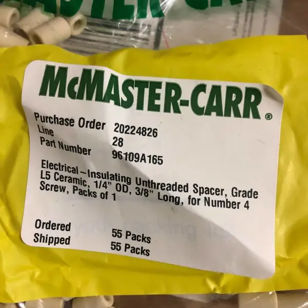 优势供应美国MCMASTER-CARR 陶瓷隔离柱 96109A165