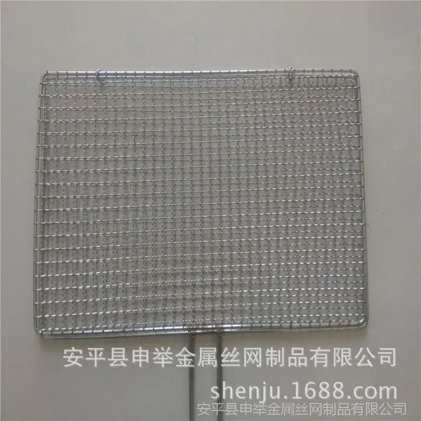 浙江不锈钢烧烤网大量供应 不锈钢带把手圆形烧烤网 方形烧烤网