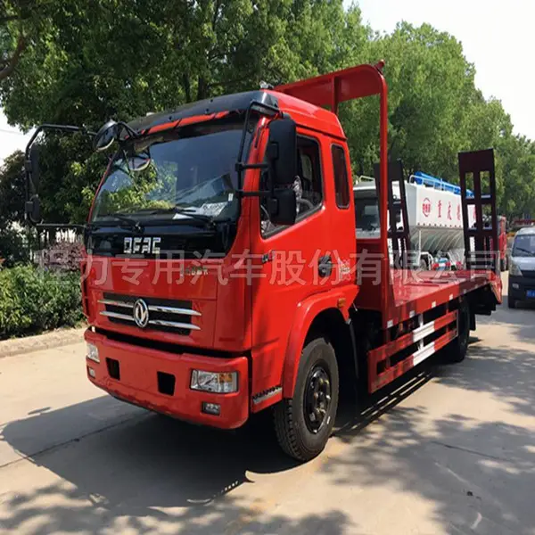 优惠销售后八轮平板拖车 解放J6前四后八挖机拖车多少钱