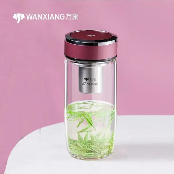 万象总代理单层玻璃泡茶杯加厚简约家用办公带滤网便携车载杯U194