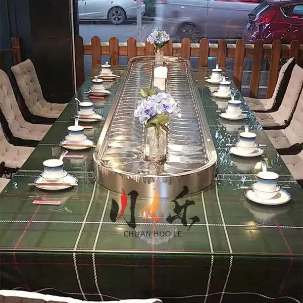 川火乐旋转火锅设备 涮烤一体回转传送带餐桌 自助回转寿司台 旋转台