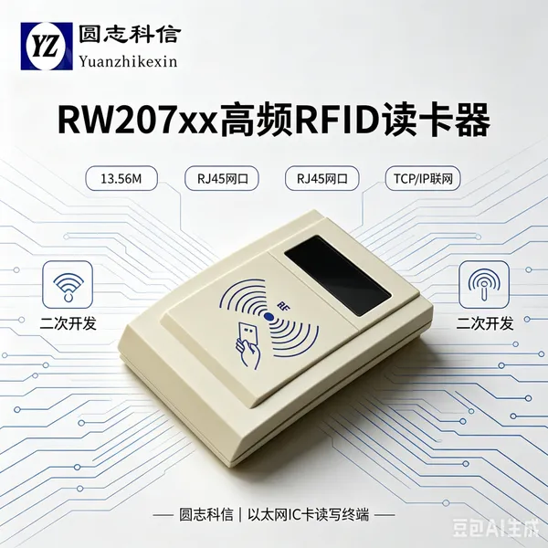 圆志科信 RW207EW 全协议 IC 卡读卡器 以太网网口读写器