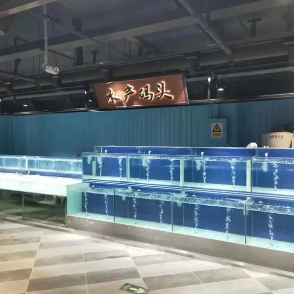 定制各种款式 福海平湖不锈钢玻璃海鲜池定做
