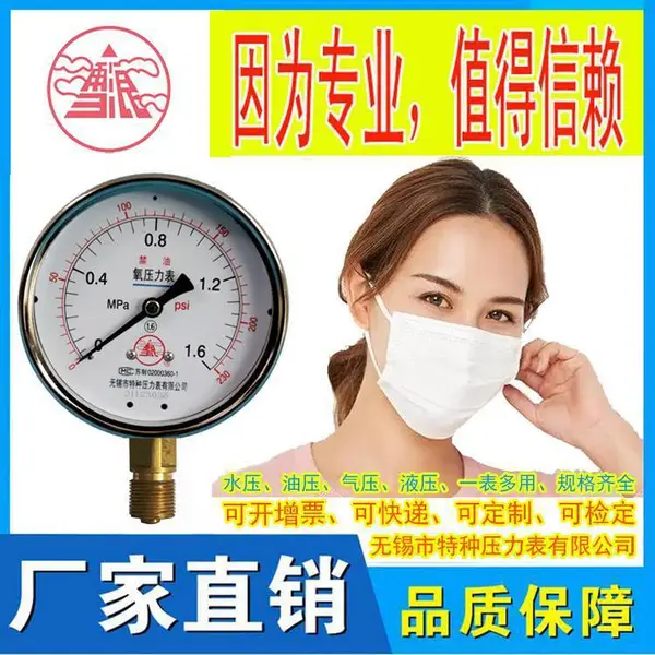 雪浪特种氨用压力表系列YA-60/100/150 精度1.6 2.5