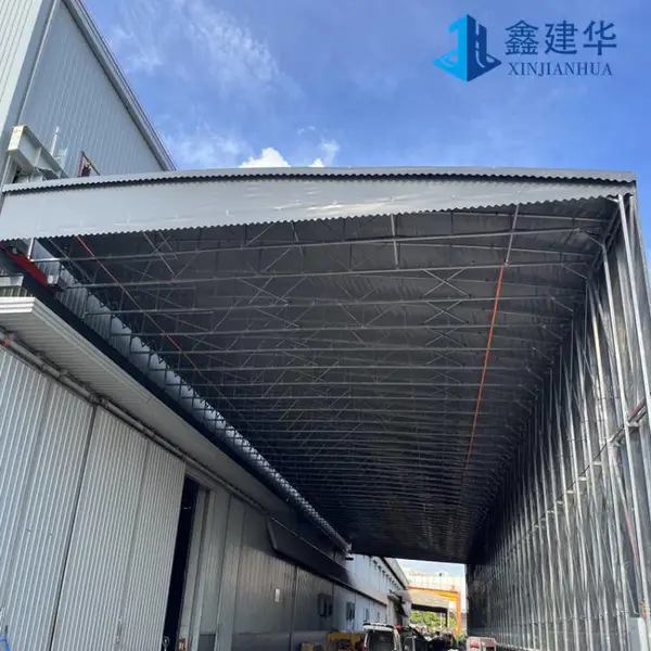 潍 坊工厂临时伸缩防雨蓬 户外防风活动雨棚 膜结构车篷加粗加厚