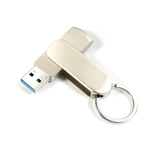 钥匙扣金属旋转U盘定制 银色金属外壳USB3.0高速旋转优盘