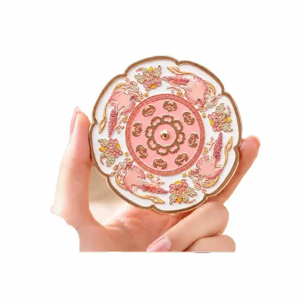 宫廷风手持化妆镜 凤凰花卉随身镜 批量定制生产