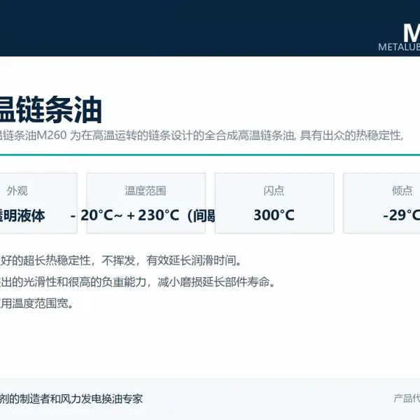 METALUB-M260高温链条油 涂装烘炉输送链条 高温不结焦低挥发