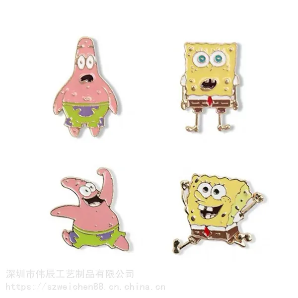 海绵宝宝派大星金属卡通胸针可爱个性少女书包徽章学生衬衫领针扣
