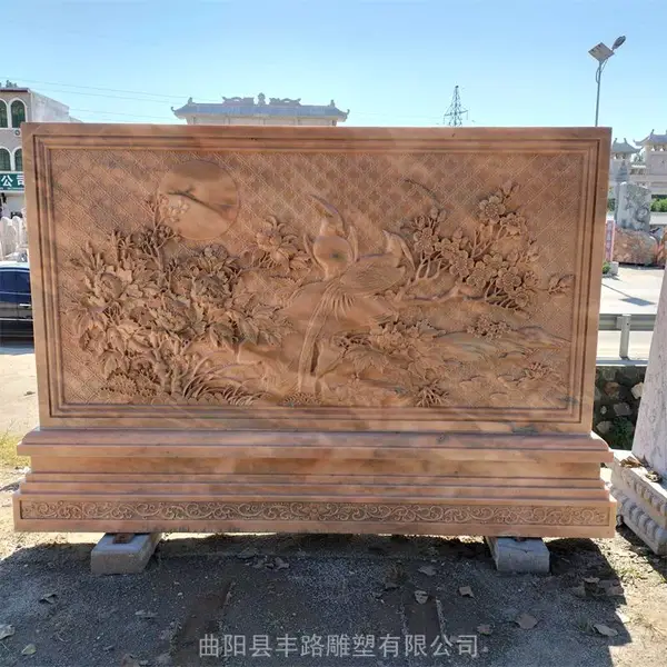石雕影壁墙花岗岩镂空屏风玄关照壁墙浮雕壁画大理石背景墙