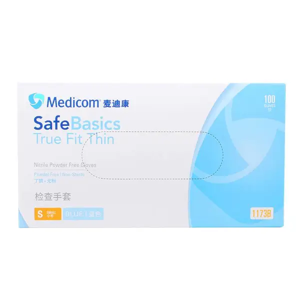 麦迪康MEDICOM无粉丁腈手套 实验室耐酸碱防护手套 100只/盒 多系列