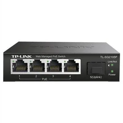 TP-LINK TL-SG2105P全千兆5口PoE交换机Web网管型1光4电标准供电