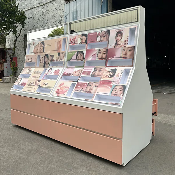 为美妆集合店彩妆零售店打造斜面前置彩妆中岛展台
