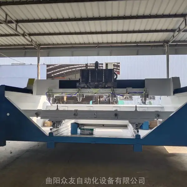 曲阳众友大型石材墓碑栏板狮子麒麟拴马桩圆雕机三维立体重型石材木工雕刻机