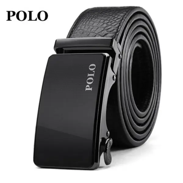 POLO 男士皮带商务休闲鳄鱼纹腰带双头层牛皮男裤带Polo011571 枪色