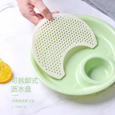 食品级双层沥水饺子专用盘 塑料水果盘 菜盘圆盘商用盘