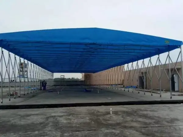 南宁定做推拉雨棚伸缩停车棚活动雨棚移动大排档帐篷彩钢瓦棚