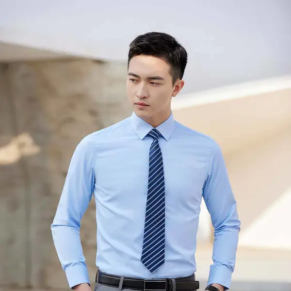 跨境轻薄弹力大码男士衬衫免烫***长袖衬衣亚马逊开衫长袖衬衫男