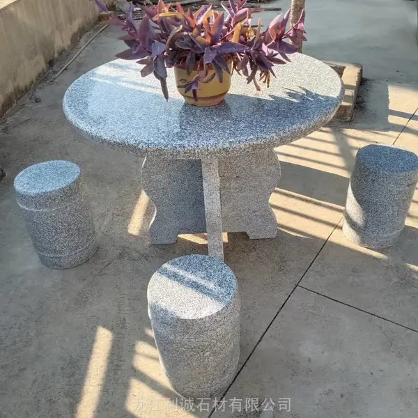 江西户外圆形方形石头桌凳 小区休闲大理石桌椅批发